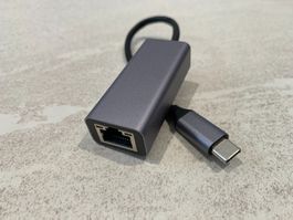 Adapter USB-C auf Ethernet LAN RJ45 1000Mbps in Metallhülle