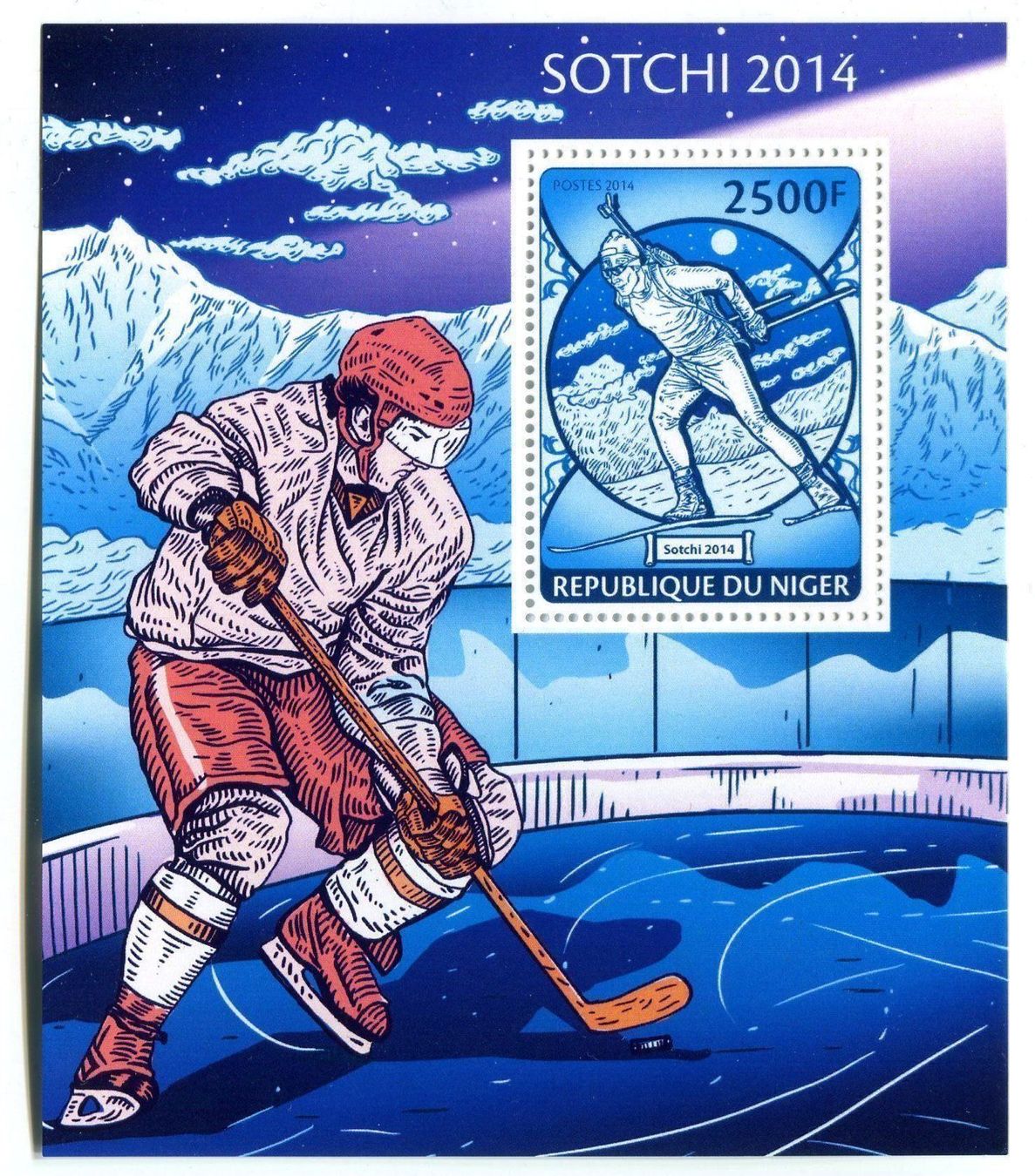 Tutti i francobolli: Block "Eishockey". Niger. – Nuovo e nell'imballaggio originale da Basel venduto da Butsch5