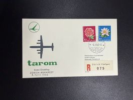 Tarom Erstflugbrief Zürich - Bukarest 1965