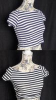 2 Crop Tops gestreift Blau-Weiss & Schwarz-Weiss Gr. S