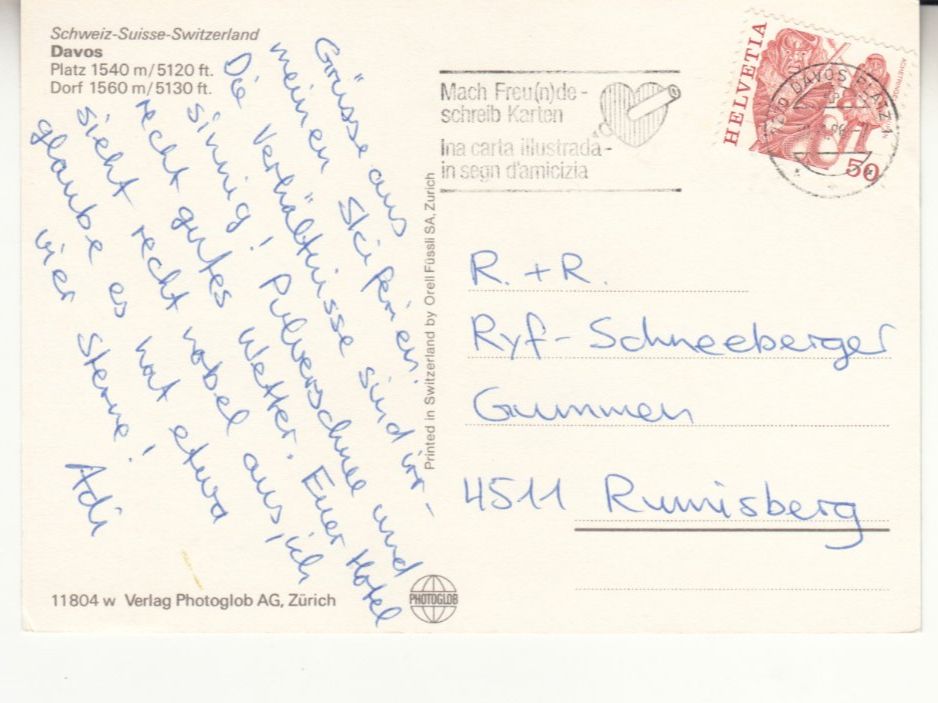 Ansichtskarten: Davos 1986 – Gebraucht aus Bürglen TG von StampGraf 1