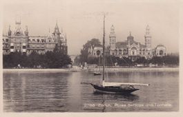 Zürich Rotes Schloss und Tonhalle  1925   Bateau voilier
