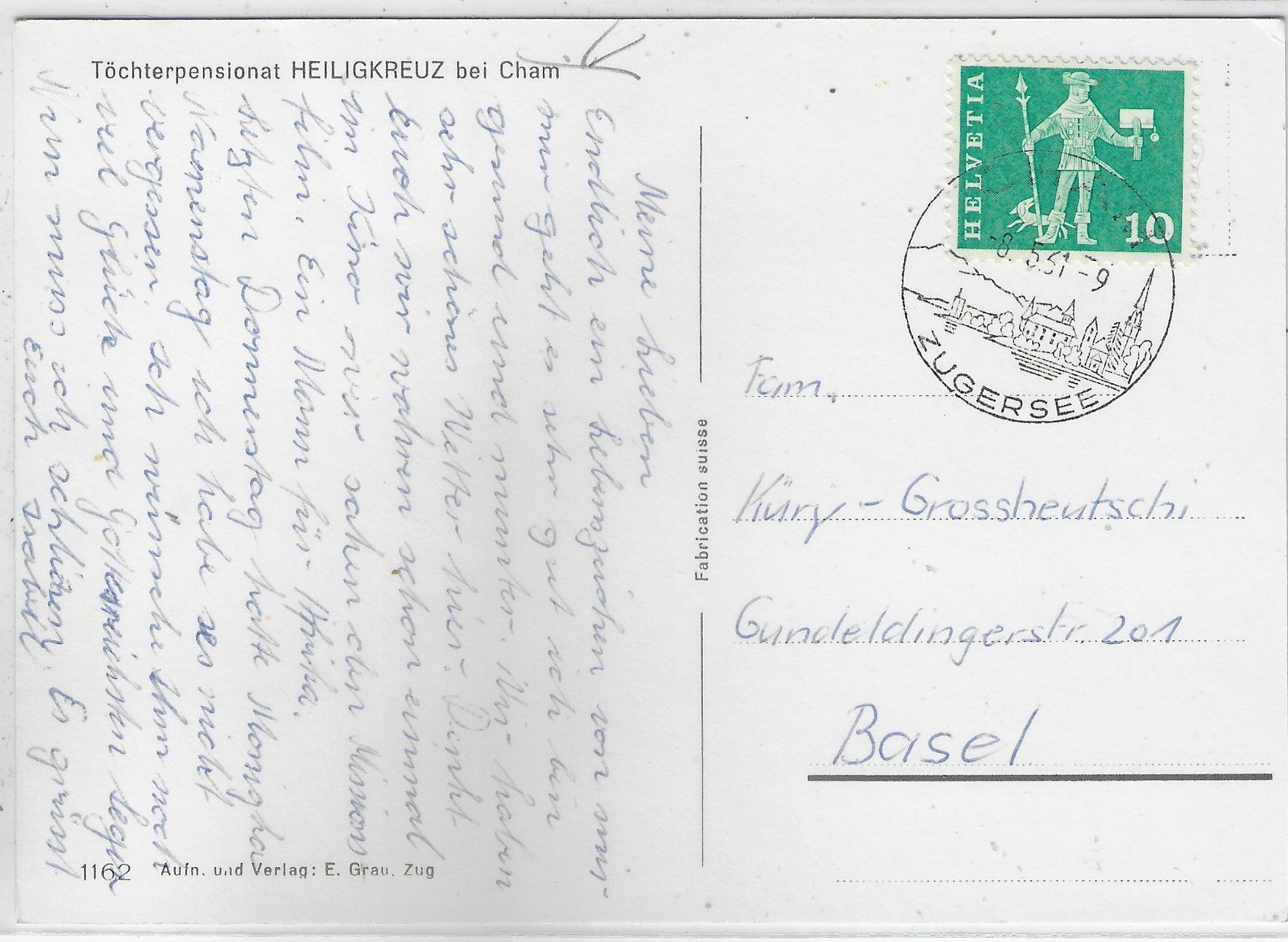 Cartoline postali: Töchterpensionat Heligkreuz bei Cham – Usato da Ettingen venduto da Kartenplanet 1