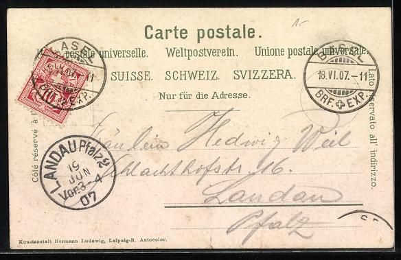 Cartes postales: AK Basel, Teilansicht mit Brücke, 1907 – D'occasion à Berlin par bartko-reher 1