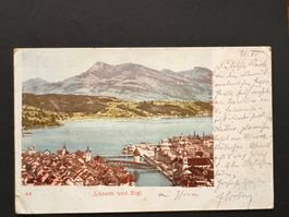Postkarte Luzern und Rigi Litho1900  (P374)