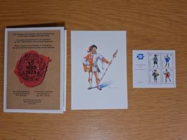 Schweizerische Post: 125 Jahre, Karten + Briefmarken