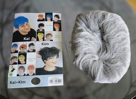 Kai+Kim Silber Perücke, Karneval Fasnacht, Neu!