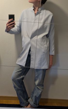 babyblue Light Blue Summer Coat MOHITO tailcoat 36 oversize
