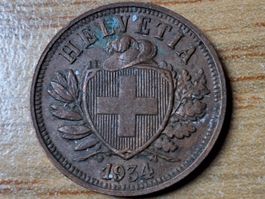 2 Rappen 1934 - Selten!