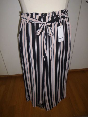 Pantalon  strié noir/rose T. L