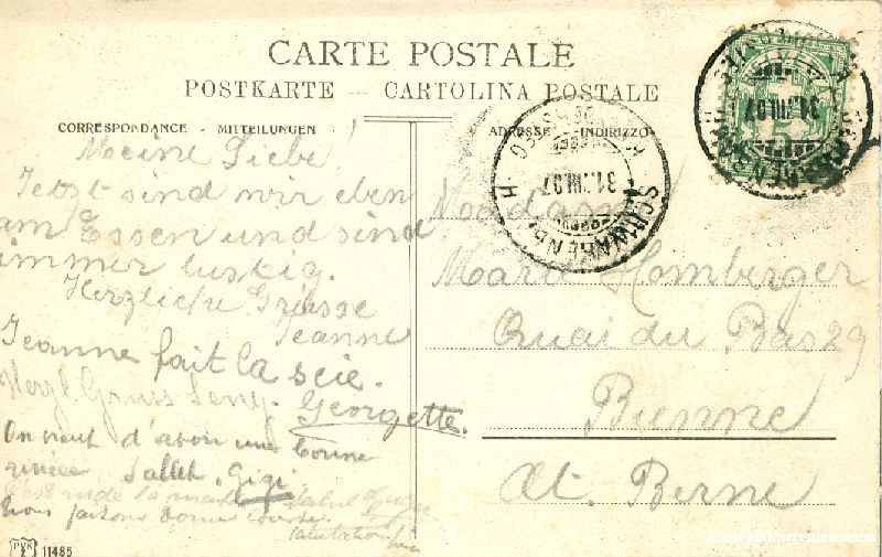 Cartoline postali: Kandersteg - Schwarrenbach + 1907 – Usato da Emmenbrücke venduto da teestube 1