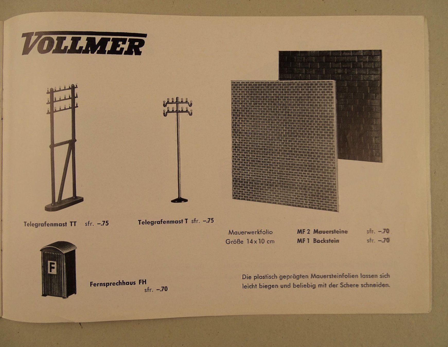 Vollmer Modellini di ferrovie: VOLLMER KATALOG 1954 – Usato da Grüningen venduto da Kartensammler 2