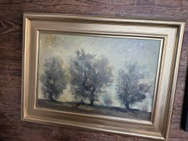 Tableau paysage d'automne, huile sur toile signée 🍂🖼️