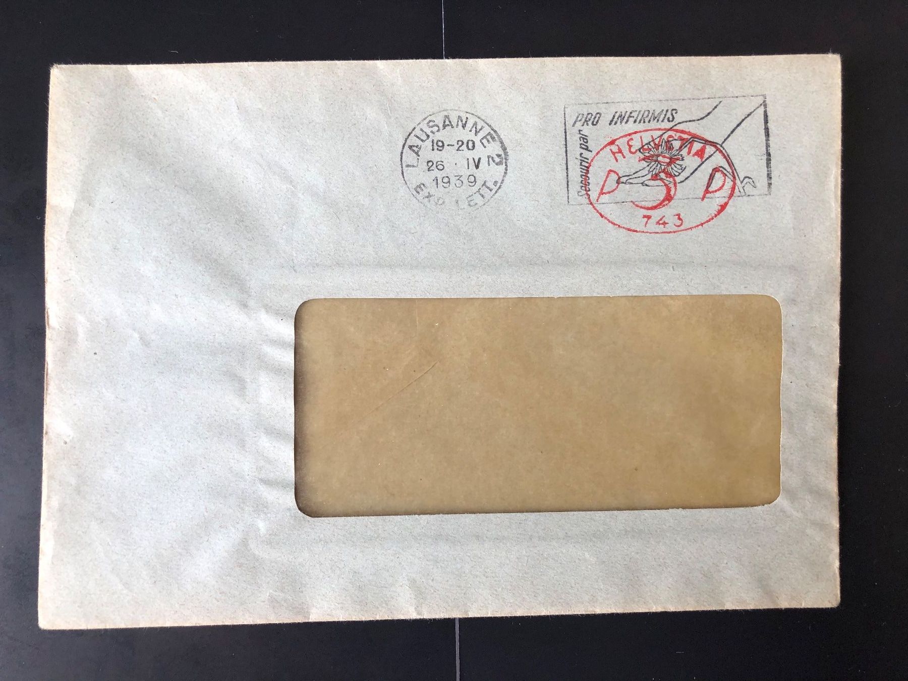 Alle Briefmarken: Enveloppe affranchie avec machine 1939 - 3 cts – Gebraucht aus Bulle von Claude1630