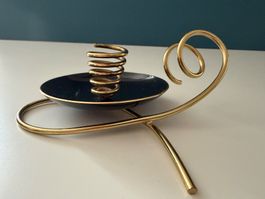 Kerzenständer 60er Jahre schwarz/gold, Messing