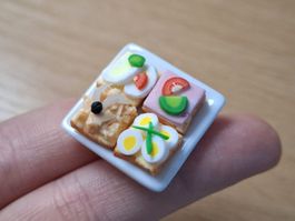 Canape Teller Handgemacht, Keramik, auch für Maileg
