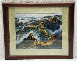 Broderie chinoise sur soie encadrée