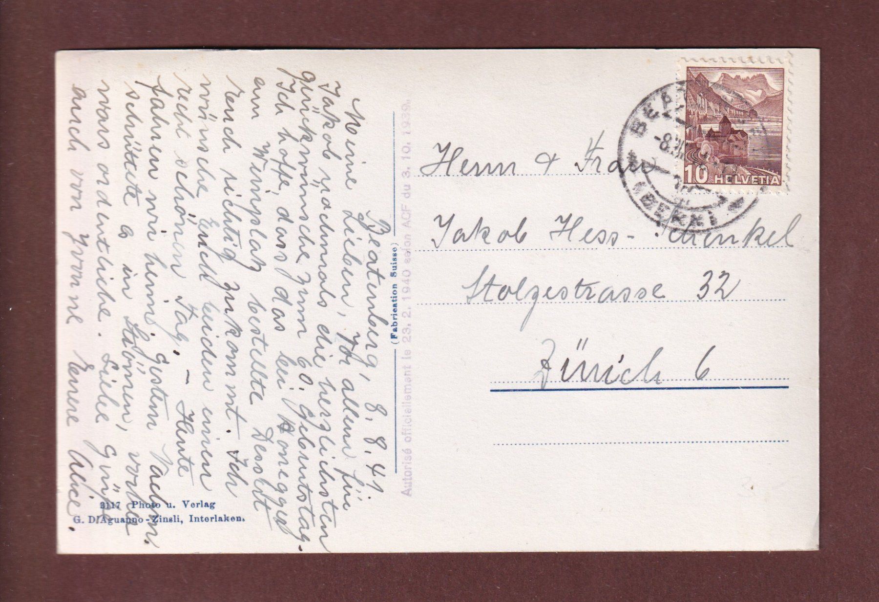Cartoline postali: BEATENBERG - Niesen - 1941 – Usato da Pully venduto da nicecards-shop 1
