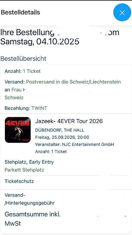 Billets: Jazeek  4EVER Tour 2026  – D'occasion à Elgg par zib_gcb6 1
