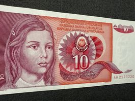 Belgrad 1990 Jugoslawien - 10 Dinara UNC