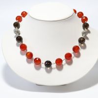 *Aktion* / Halskette Argent 925, Cornaline & Rauchquarz 14mm