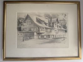 Zeichnung Haus Blumen Schmuck 1946 Stadt Zürich