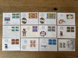 Schweiz - 12x FDC und Sonderbriefe 4er Blocks  schönes Lot
