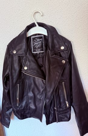 Veste en cuir noir fille - Taille 146- Mi-saison chic!