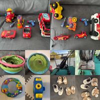 Various Toy Cars, Stroller, Play Tunnel and Baby Shoes