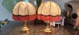2 elegante Nachttischlampen Messing Fuss Gold Vintage