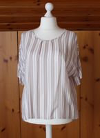 Bluse Kurzarm weiss - beige Gr. XL