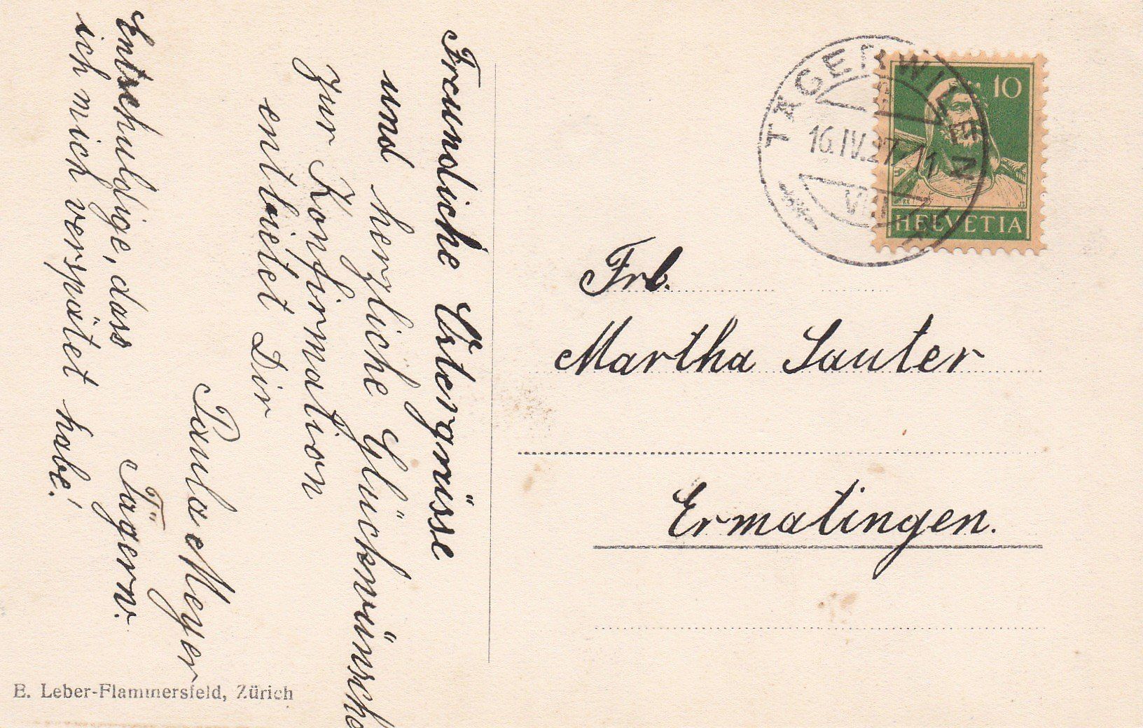 Cartoline postali: AK - Tägerwilen - Kirche - gel. 16.4.1927 – Usato da Fribourg venduto da schnalla92 1
