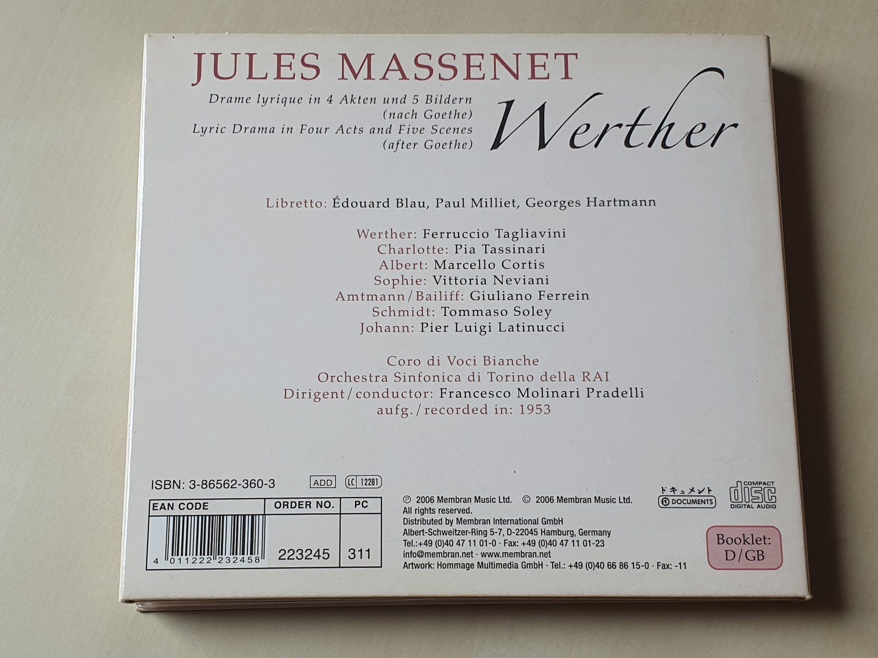 CDs: Jules Massenet Werther – Gebraucht aus Stansstad von collectorsshop 1