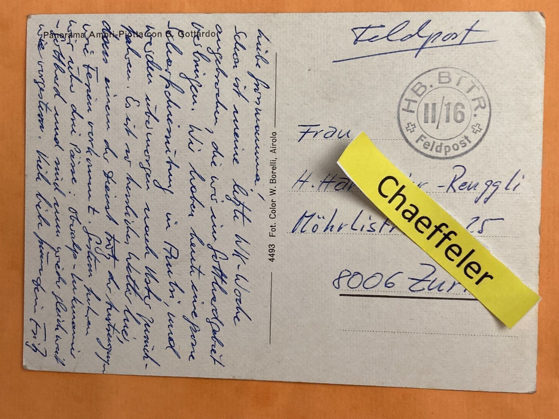 Cartes postales: Feldpost: Panorama Ambri-Piotta con – D'occasion à Zürich par Chaeffeler 1