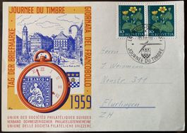 Tag der Briefmarke 1959 auf Originalkarte, SBK 18 Fr.