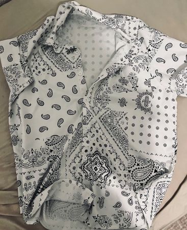 Kurzarmhemd Paisley Schwarz Weiss Grösse M neu