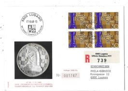 Numisbrief Schach-Olympiade Lugano 1968 Silber 900/1000