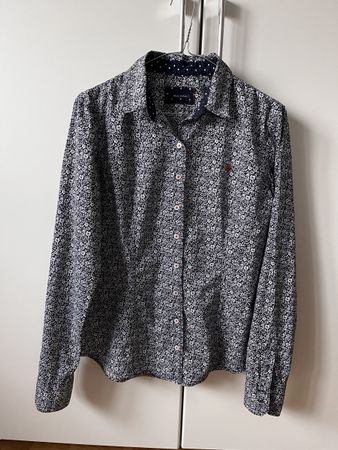 Marc O'Polo Bluse Gr. 36 Blümchenmuster Dunkelblau Weiss