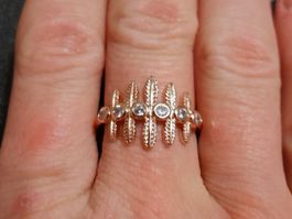 Ring mit Zirkonia, vergoldet 585, 3g, size 9 (59)