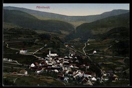 AK Mümliswil, Ortsansicht mit Kirche und Tal
