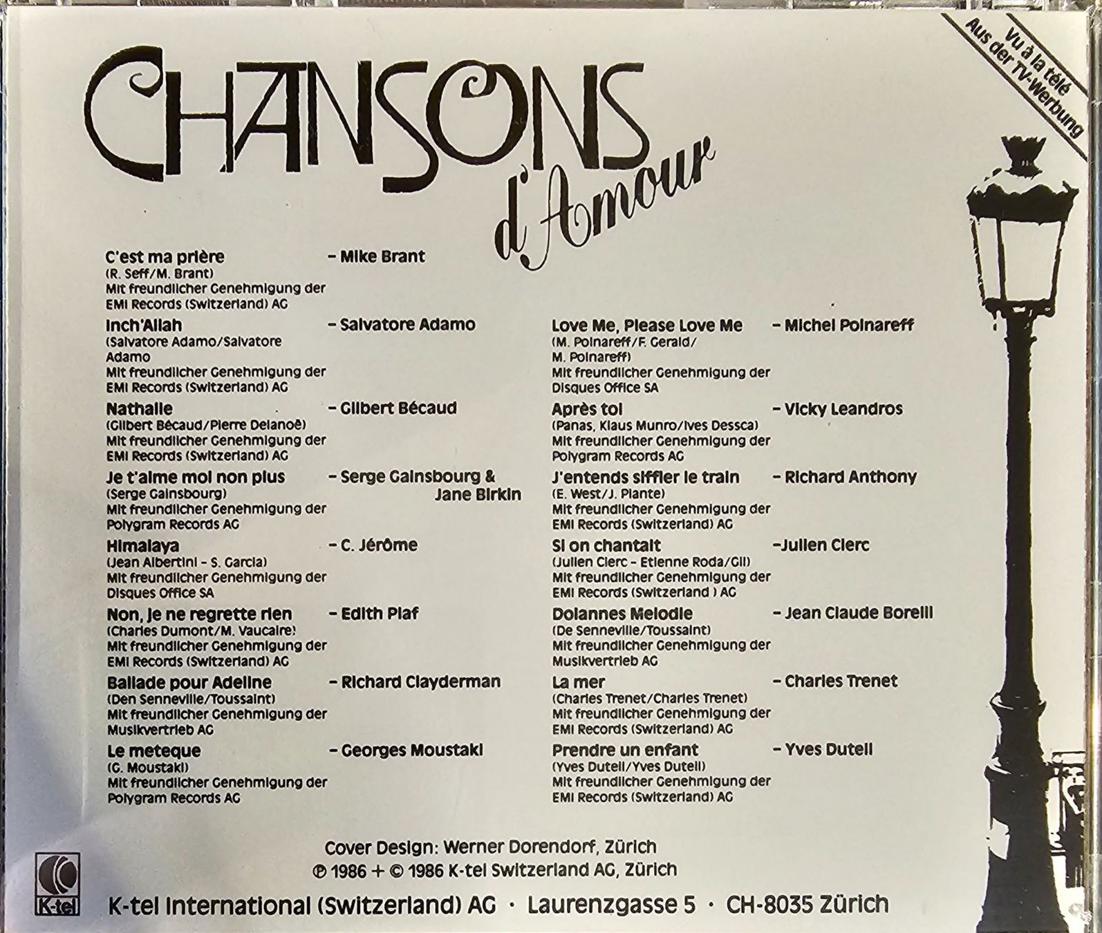 CD: Various – Chansons d'Amour – Usato da Wahlen b. Laufen venduto da Cg10 1