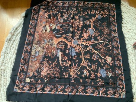 vintage Seidenfoulard schwarz  von Renard 95 x 95 cm