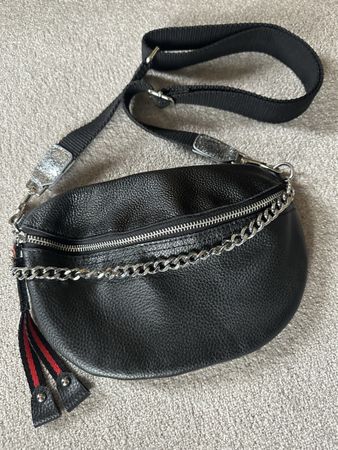 Bauchtasche, Gürteltasche, Leder, schwarz, neu