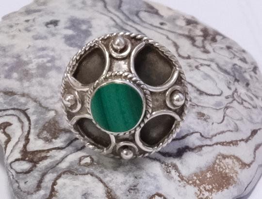 Anelli: Silberring Malachit Vintage – Usato da Zürich venduto da Melody2000 1
