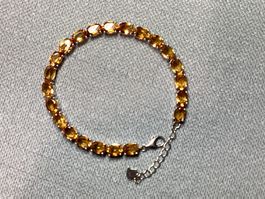 Citrin Tennisarmband 💎✨ Silber 925 vergoldet B39