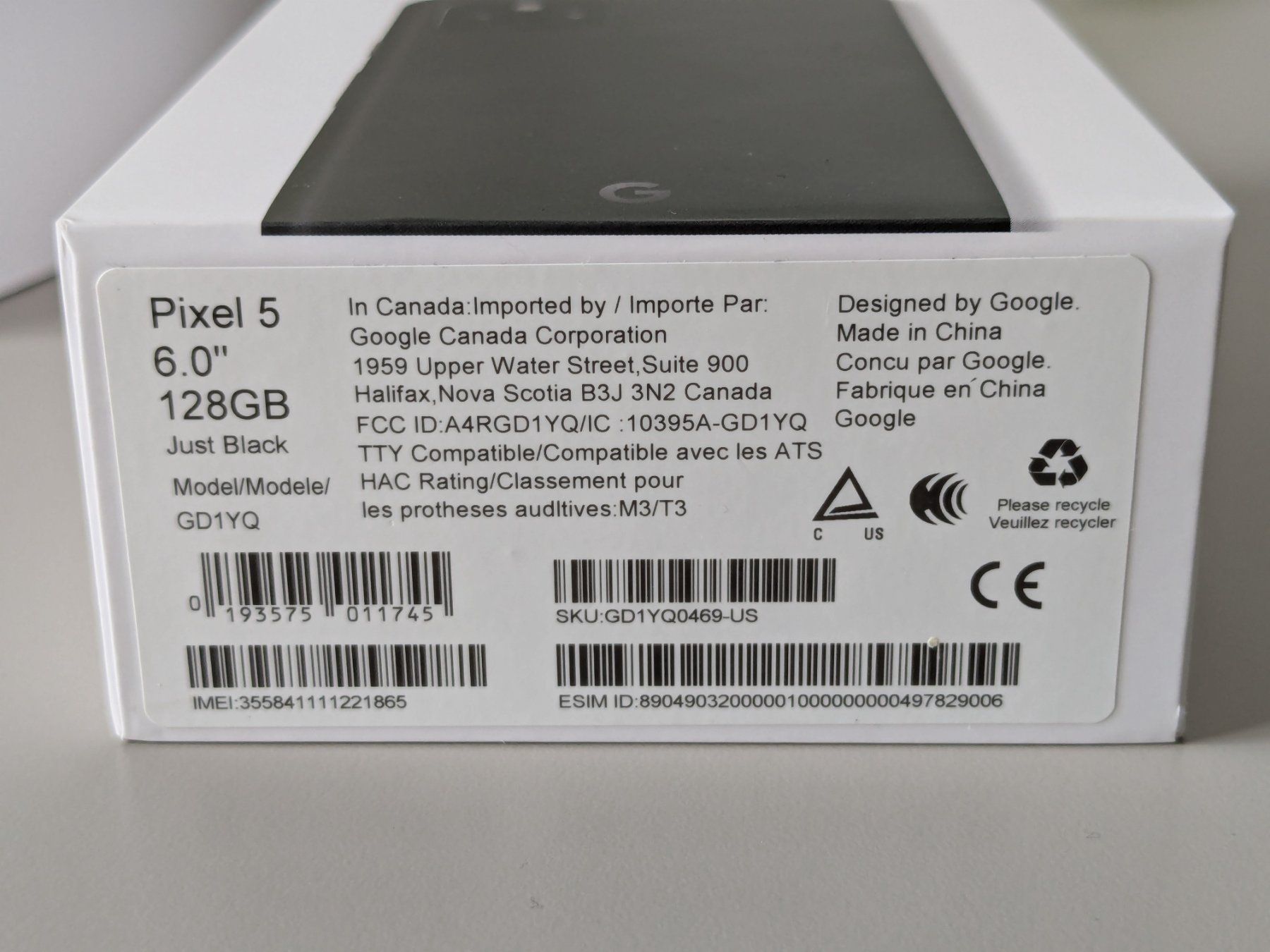 Google Telefoni cellulari / Smartphones: Google Pixel 5 Black 128GB - GD1YQ with Box – Usato da Grenchen venduto da gabifp 5