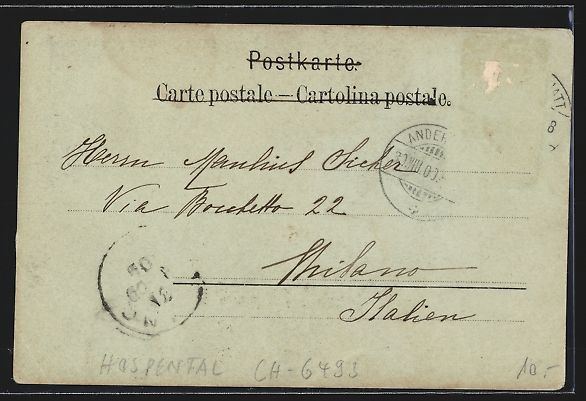 Cartoline postali: Hospenthal, Ortsansicht mit Kirche und R – Usato da Berlin venduto da bartko-reher 1