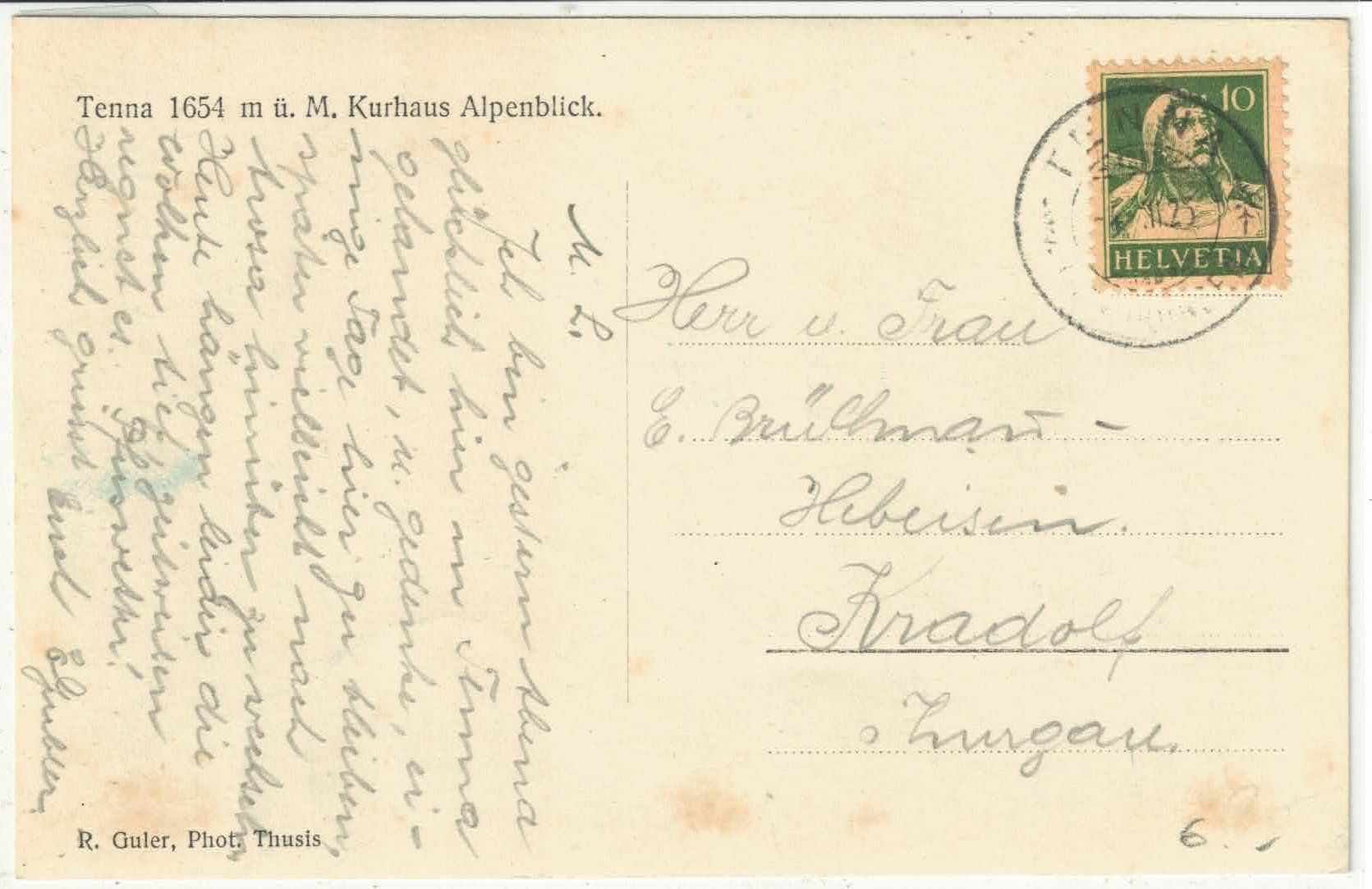 Cartoline postali: Tenna - Kurhaus Alpenblick – Usato da Ettingen venduto da Kartenplanet 1