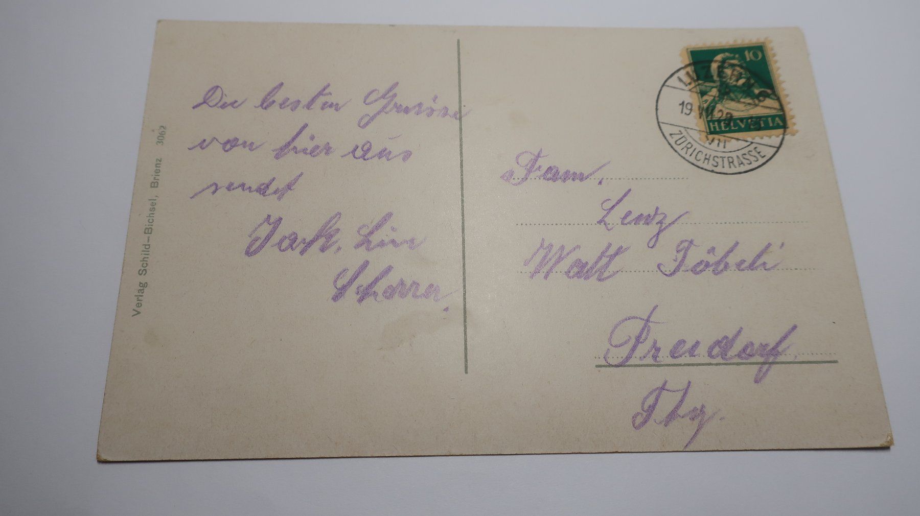 Ansichtskarten: Berner Oberland Thunersee  1928 – Gebraucht aus Cormoret von Pascalll2001 4