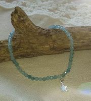 Armband aus Naturstein Aquamarin mit Stern 925